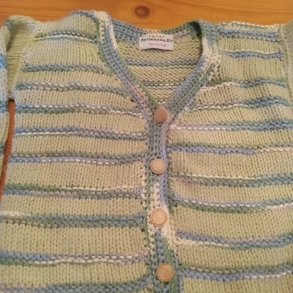 Striped Green and Blue Women's Sweater